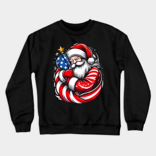 American Santa Claus For Men, Women Patriotic - USA Flag Crewneck Sweatshirt